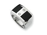 Sterling Silver Onyx and Diamond Men"s Ring