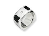 Sterling Silver Onyx and Diamond Men"s Ring