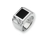 Sterling Silver Onyx and Diamond Men"s Ring