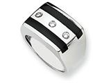 Sterling Silver Onyx and Diamond Men"s Ring