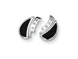 Sterling Silver Onyx and Diamond Post Earrings