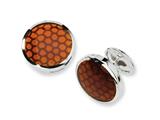 Sterling Silver Brown Resin Fancy Cuff Links