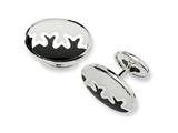 Sterling Silver Black and White Resin Fancy Cuff Links