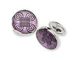 Sterling Silver Purple Resin Fancy Cuff Links