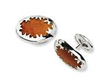 Sterling Silver Brown Resin Fancy Cuff Links