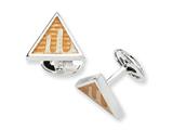 Sterling Silver Yellow Resin Fancy Cuff Links