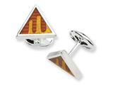 Sterling Silver Brown and Gold Resin Fancy Cuff Links