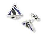 Sterling Silver Black Resin Fancy Cuff Links