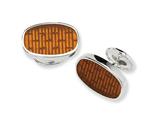 Sterling Silver Brown Resin Fancy Cuff Links