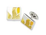 Sterling Silver Yellow Resin Fancy Cuff Links