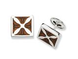 Sterling Silver Brown Resin Fancy Cuff Links