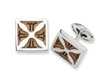 Sterling Silver Light Brown Resin Fancy Cuff Links