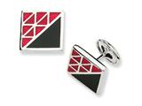 Sterling Silver Red and Black Resin Fancy Cuff Links