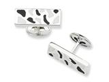 Sterling Silver White and Black Resin Fancy Cuff Links