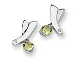 Sterling Silver Lemon Quartz and Diamond Post Earrings