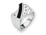 Sterling Silver Onyx and Diamond Men"s Ring