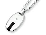 Sterling Silver Onyx and Diamond Pendant Necklace