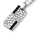 Sterling Silver Onyx and Diamond Pendant Necklace