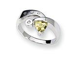Sterling Silver Lemon Quartz and Diamond Ring