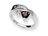 Sterling Silver Smokey Quartz and Diamond Ring