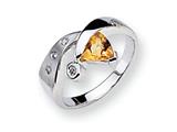 Sterling Silver Citrine and Diamond Ring