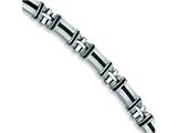 Chisel Stainless Steel Black Rubber and Plated Bracelet - 8.25 inches