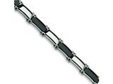 Chisel Stainless Steel Black Rubber Bracelet - 8.5 inches