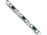 Chisel Stainless Steel Carbon Fiber 24k Gold Plated Bracelet - 9.5 inches