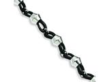 Chisel Stainless Steel Black Rubber Bracelet - 8.5 inches