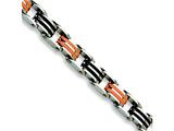 Chisel Stainless Steel Black and Orange Rubber Bracelet - 8.75 inches