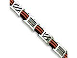 Chisel Stainless Steel Black and Orange Rubber Bracelet - 8.5 inches