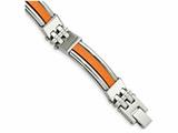Chisel Stainless Steel Orange Rubber Bracelet - 9 inches
