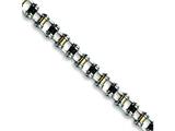 Chisel Stainless Steel 24k Plated and Black Rubber Bracelet - 8.75 inches