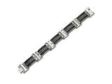 Chisel Stainless Steel Black and Silver Colored Carbon Fiber Bracelet - 8.75 inches