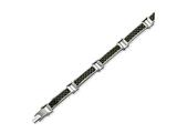 Chisel Stainless Steel Black and Gold Colored Carbon Fiber Bracelet - 9 inches