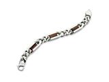 Chisel Stainless Steel and Wood Fancy Link Bracelet - 8 inches