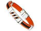 Chisel Stainless Steel Black and Orange Rubber Bracelet - 8 inches