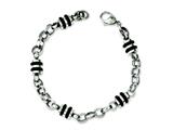 Chisel Stainless Steel and Rubber Accent Barrel Link Bracelet - 8 inches