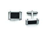 Chisel Stainless Steel Black Carbon Fiber Rectangle Cuff Links