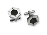 Chisel Stainless Steel Black Carbon Fiber Hexagon Cuff Links