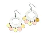 Chisel Stainless Steel and Gold and Rose Color IP-plated Fancy Dangle Earrings