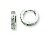Chisel Stainless Steel CZ Hinged Hoop Earrings