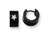 Chisel Stainless Steel Black IP-plated Star Hinged Hoop Earrings