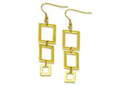 Chisel Stainless Steel Gold Color IP-plated Rectangle Dangle Earrings
