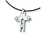 Chisel Stainless Steel Leather Cord Cross Necklace - 18 inches
