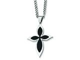 Chisel Stainless Steel Carbon Fiber Cross Necklace - 24 inches