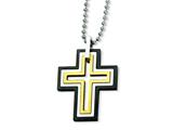 Chisel Stainless Steel Black and Gold Plated Moveable Cross Necklace - 22 inches