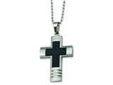 Chisel Stainless Steel Carbon Fiber Cross Necklace - 22 inches