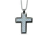 Chisel Stainless Steel Grey Carbon Fiber Cross Necklace - 24 inches