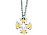 Chisel Stainless Steel Gold Plated Cross Necklace - 18 inches